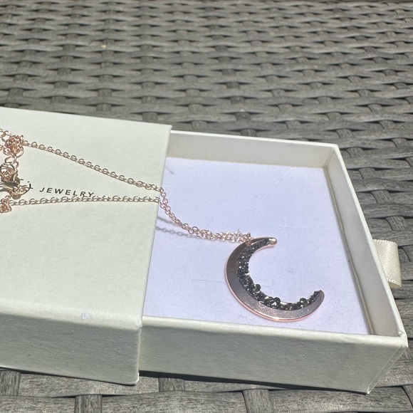 14k rose gold dipped vintage witchy moon necklace - Picture 2 of 2